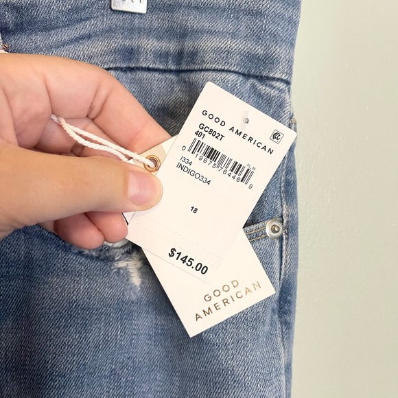 Good American Good Classic Distressed Straight High Rise Crop Jeans Size 18 NWT - Picture 8 of 16